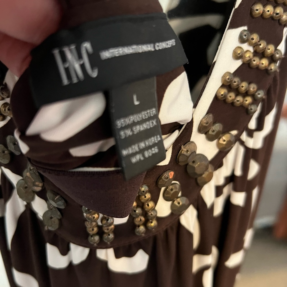 INC International Concepts Brown and White Dress